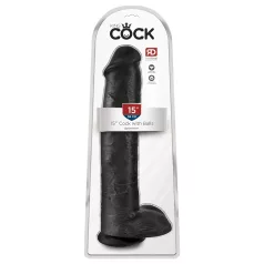   King Cock - dildo realístico com ventosa e escroto - preto 38cm