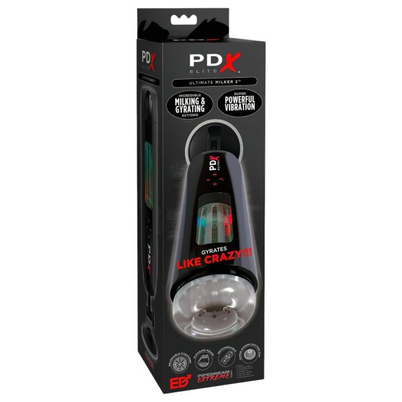 PDX Ultimate Milker 2 - Masturbador Rotativo e Vibratório Recarregável (Preto)