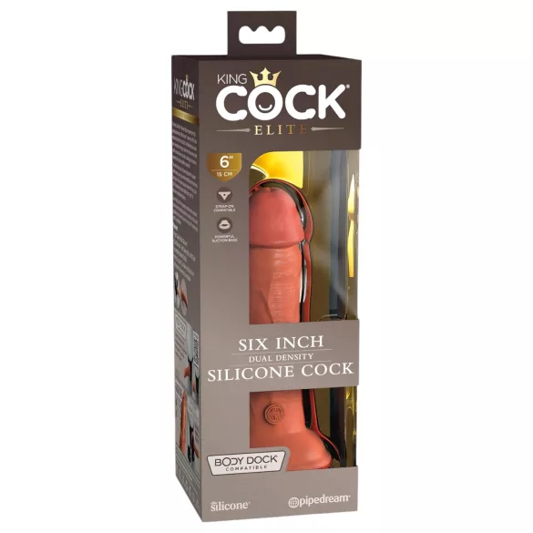 King Cock Elite 6 - dildo realístico com ventosa 15cm - cor escura