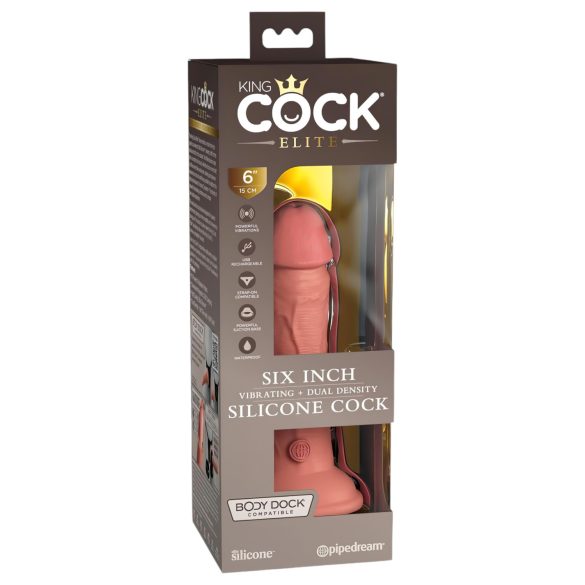 King Cock Elite 6 - Vibrador com Ventosa (15cm) - Natural
