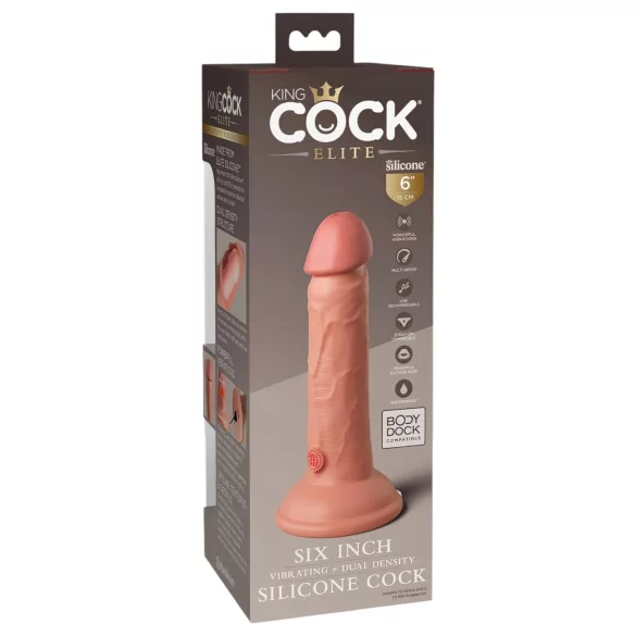 King Cock Elite 6 - vibrador com ventosa (15 cm) - cor natural