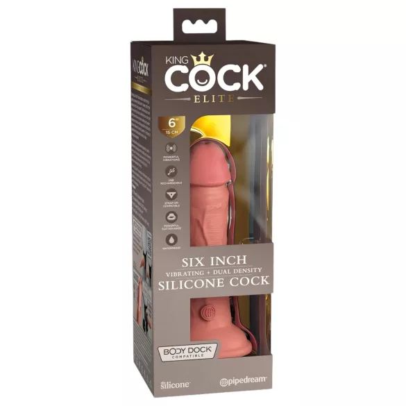 King Cock Elite 6 - vibrador com ventosa (15 cm) - cor natural