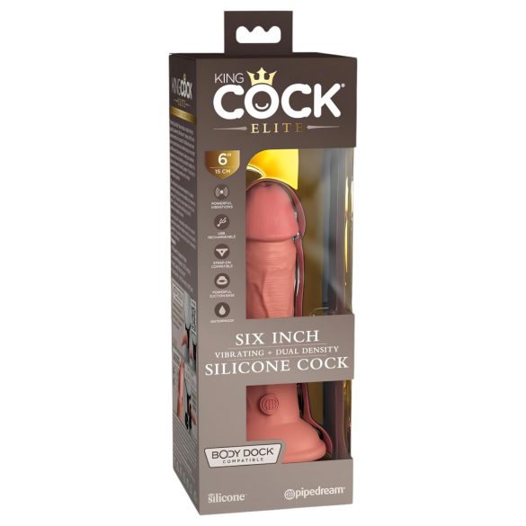 King Cock Elite 6 - Vibrador Realista 15cm (Tom Natural Escuro)