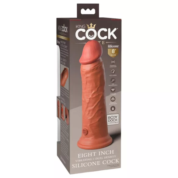 King Cock Elite 8 - vibrador realístico 20cm - silicone marrom