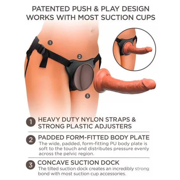 King Cock Elite Comfy - cinta com dildo realístico - pele escura