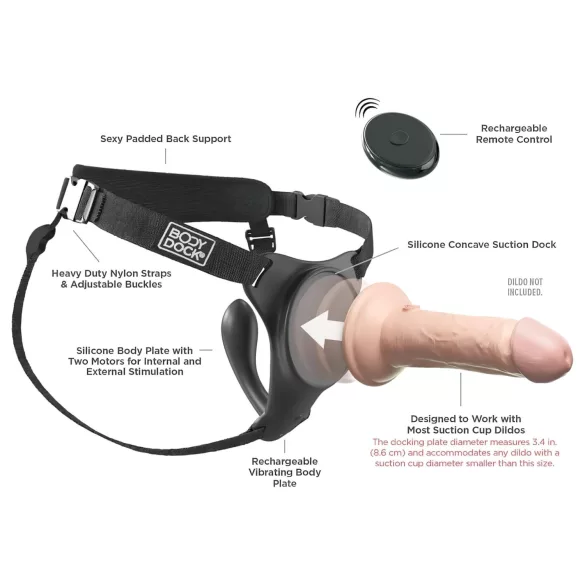 Body Dock - dildo com arnês G-ponto e Silexd 7 - silicone