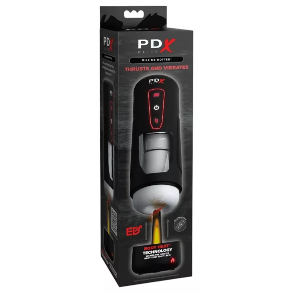 PDX Elite Milk Me Hotter - masturbador masculino com aquecimento - preto