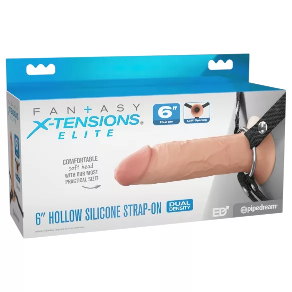 X-TENSION Elite - dildo oco com arnês (cor natural)