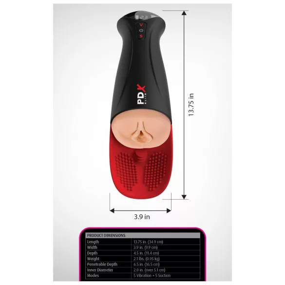 PDX Elite Fuck-O-Mat Pro XL - masturbador vibratório com sucção estimulada (preto)
