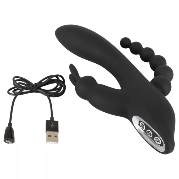 SMILE Triple - vibrador recarregável triplo à prova d'água - silicone preto