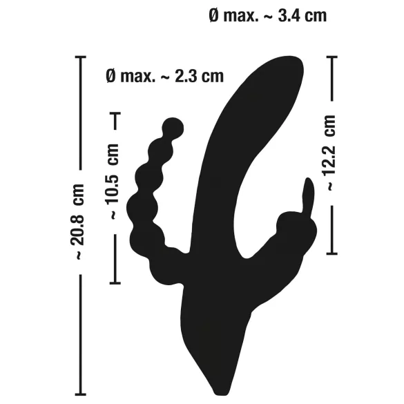 SMILE Triple - vibrador recarregável triplo à prova d'água - silicone preto