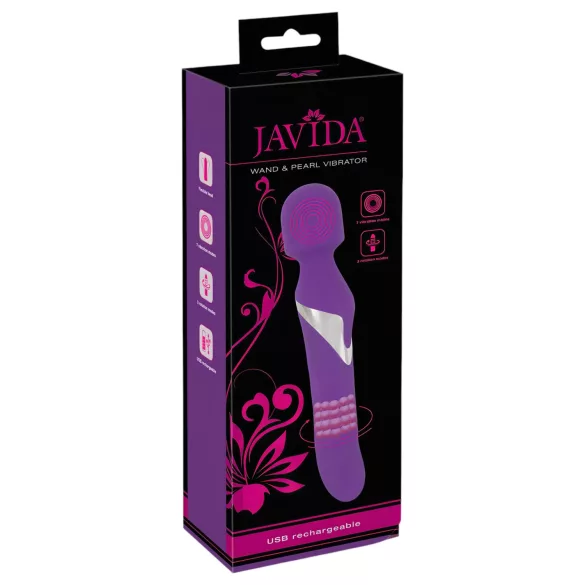 Javida - vibrador massageador 2 em 1 tipo wand e pérola - silicone lilás