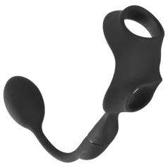   Rebel - anel peniano e para testículos com vibrador anal (preto)