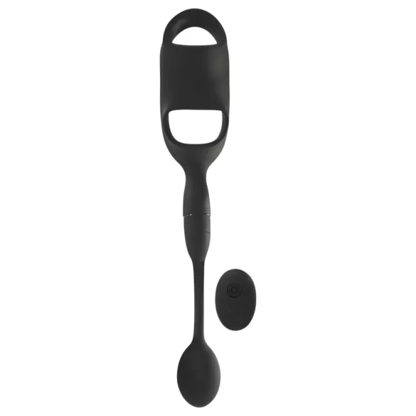 Rebel - anel peniano e escrotal com vibrador anal - silicone preto