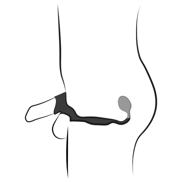 Rebel - anel peniano e escrotal com vibrador anal - silicone preto