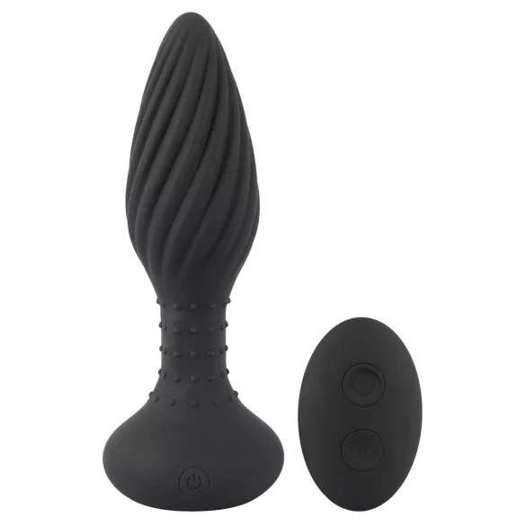 ANOS - vibrador anal rotativo com esferas - silicone preto
