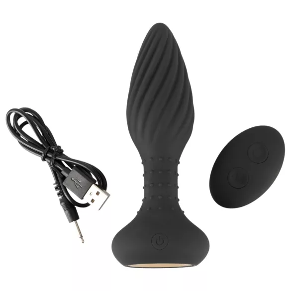 ANOS - vibrador anal rotativo com esferas - silicone preto
