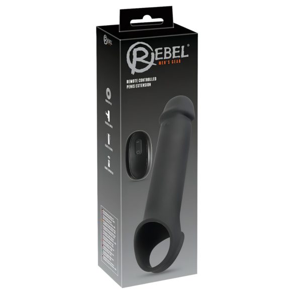 Rebel - capa peniana vibratória recarregável controle remoto - silicone preto