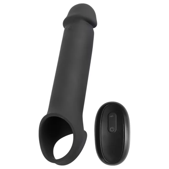 Rebel - capa peniana vibratória recarregável controle remoto - silicone preto