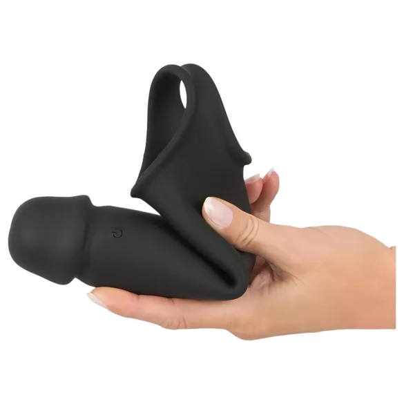Rebel - capa peniana vibratória recarregável controle remoto - silicone preto