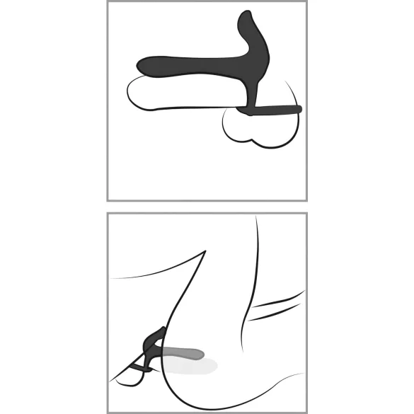 Black Velvets - vibrador casal e anel peniano recarregável 2 em 1 - preto