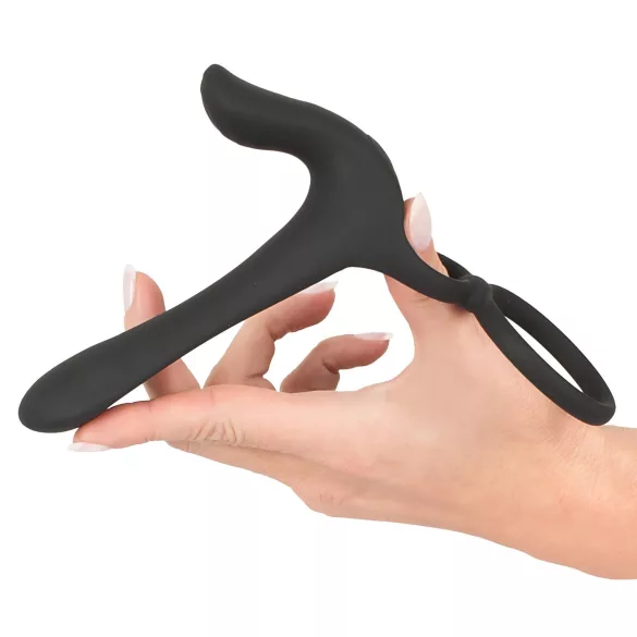 Black Velvets - vibrador casal e anel peniano recarregável 2 em 1 - preto