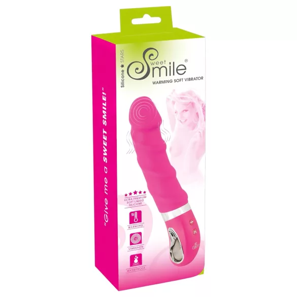 SMILE Soft - vibrador recarregável com aquecimento - silicone rosa