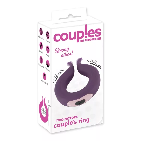 Couples Choice - anel peniano vibratório duplo - recarregável - roxo
