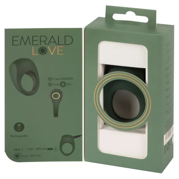 Emerald Love - anel peniano vibratório recarregável à prova d'água - verde