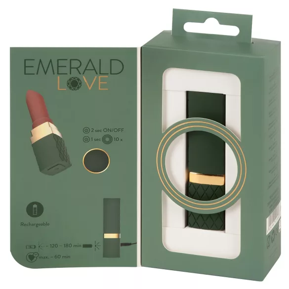 Emerald Love - vibrador em formato de batom recarregável à prova d'água