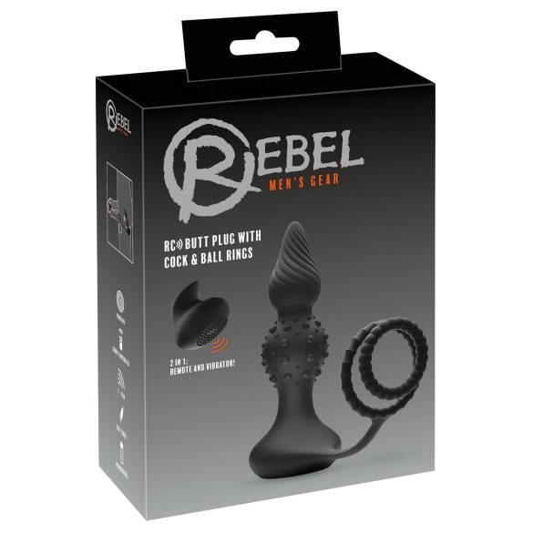 Rebel 2 em 1 - Vibrador Anal Sem Fio com Anel Peniano e Rádio (preto)