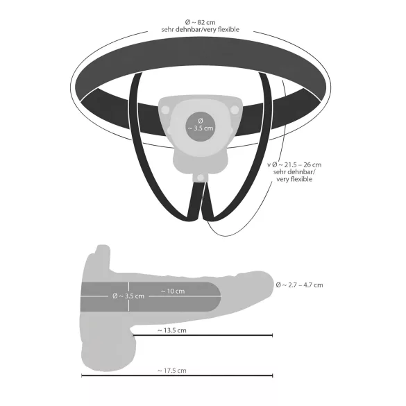 You2Toys - vibrador oco strap-on - com cinto regulável - cor natural