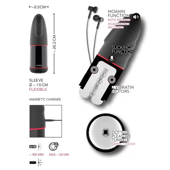 WYNE 02 - masturbador masculino com vibração e sucção recarregável
