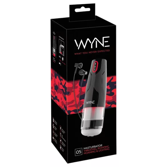 WYNE 05 - masturbador masculino rotativo recarregável - preto e branco