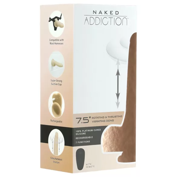 Naked Addiction Thrusting 7,5 - vibrador com movimento de vaivém (19 cm, cor natural)