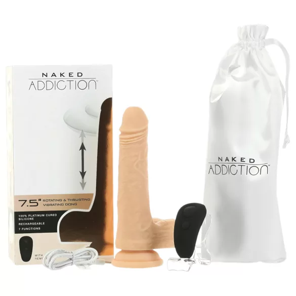 Naked Addiction Thrusting 7,5 - vibrador com movimento de vaivém (19 cm, cor natural)
