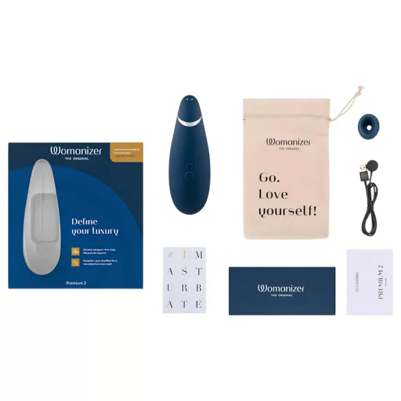 Womanizer Premium 2 - sugador clitoriano - estimulação a ar - azul