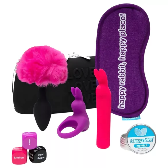 Happyrabbit - vibrador casal recarregável - kit 7 peças