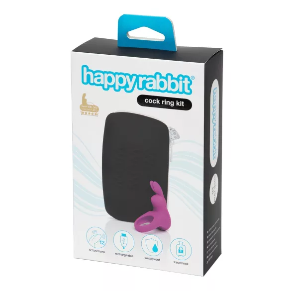 Happyrabbit - anel peniano vibratório com estojo - silicone roxo