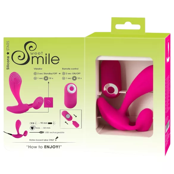 SMILE RC - vibrador ponto G recarregável com controle remoto - silicone rosa