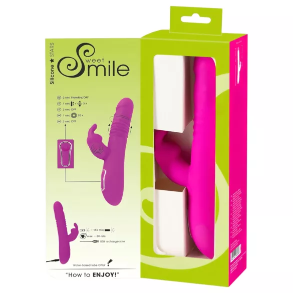 SMILE Rabbit - vibração pulsante e rotativa com estimulador (rosa)