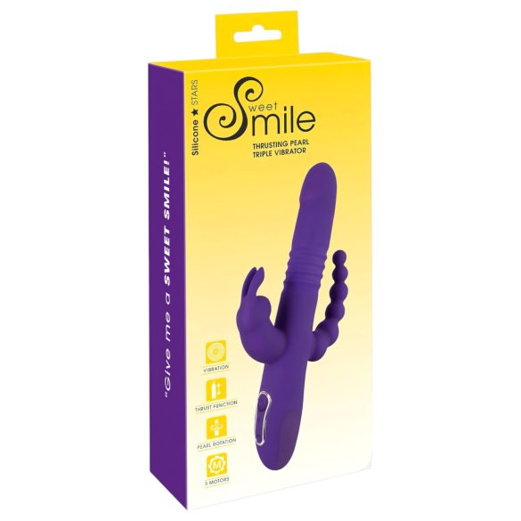 SMILE Triple - vibrador roxo recarregável com tripla ação rotativa e pulsante