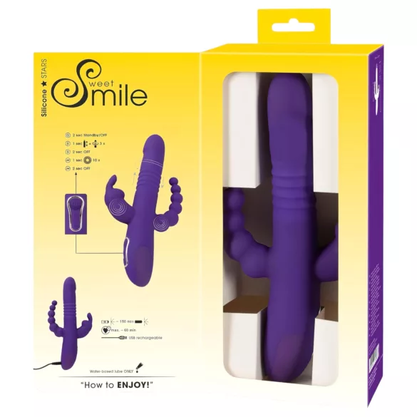 SMILE Triple - vibrador rotativo e pulsante triplo recarregável - silicone lilás