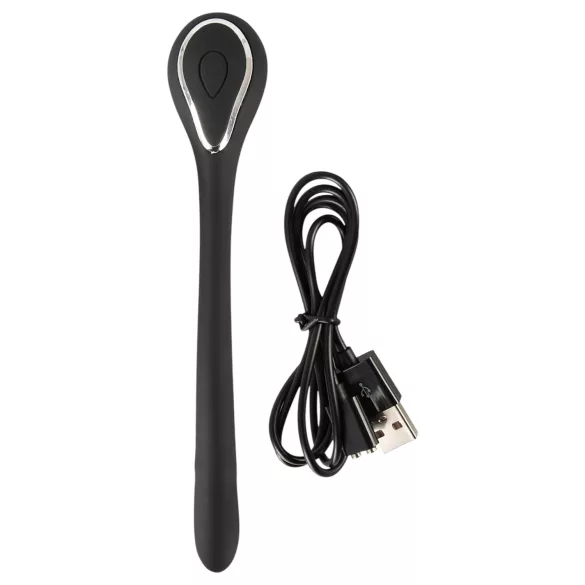 Plug Peniano Dilatador - dilatador vibratório recarregável (1 cm, preto)
