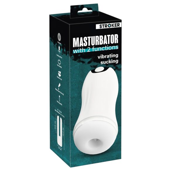 STROKER - masturbador recarregável com sucção e vibração (branco)