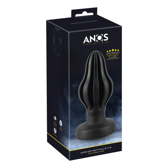 ANOS - plug anal macio texturizado - 7cm (preto)