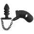 Black Velvets - jaula peniana de silicone com plug anal (preto)