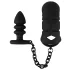 Black Velvets - jaula peniana de silicone com plug anal (preto)
