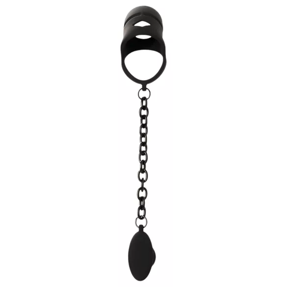Black Velvets - jaula peniana de silicone com plug anal (preto)