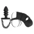 Black Velvets - jaula peniana de silicone com plug anal (preto)